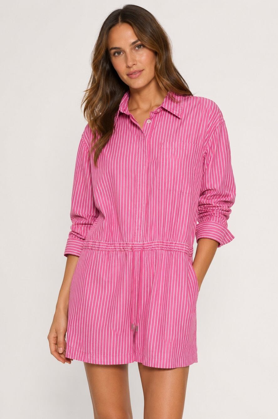 Pistola Amelie Striped Romper – XS – NWT – Carnation Pink Stripe